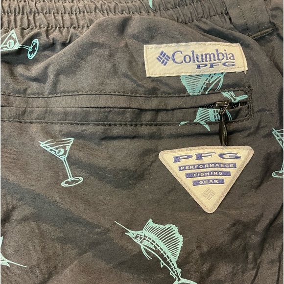 COLUMBIA Swim Trunks Black/Turquoise Martini & Marlin Print Size XL - Picture 8 of 8